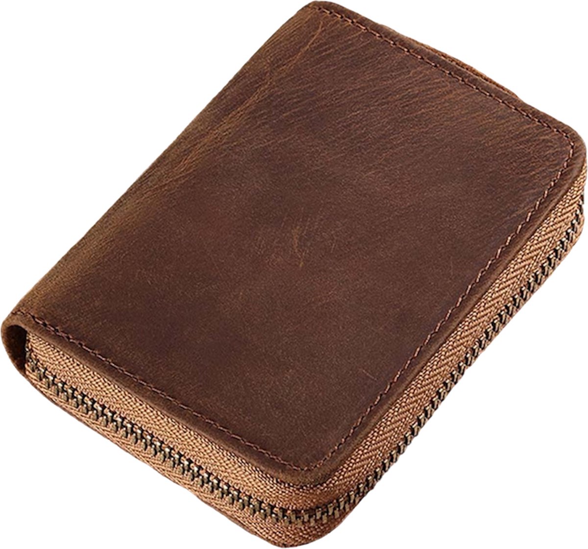 Yucka - Portemonnee - Portefeuille - Pasjeshouder met rits - Mannen - Heren - Bruin