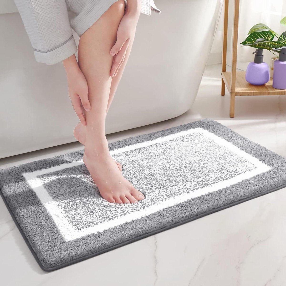 40 x 60 cm Microfiber Zachte Badmat Antislip Badkamermat Machinewasbaar Douche Waterabsorberend Badkleed Duurzame Vloermatten Grijs - Douchemat High Absorption