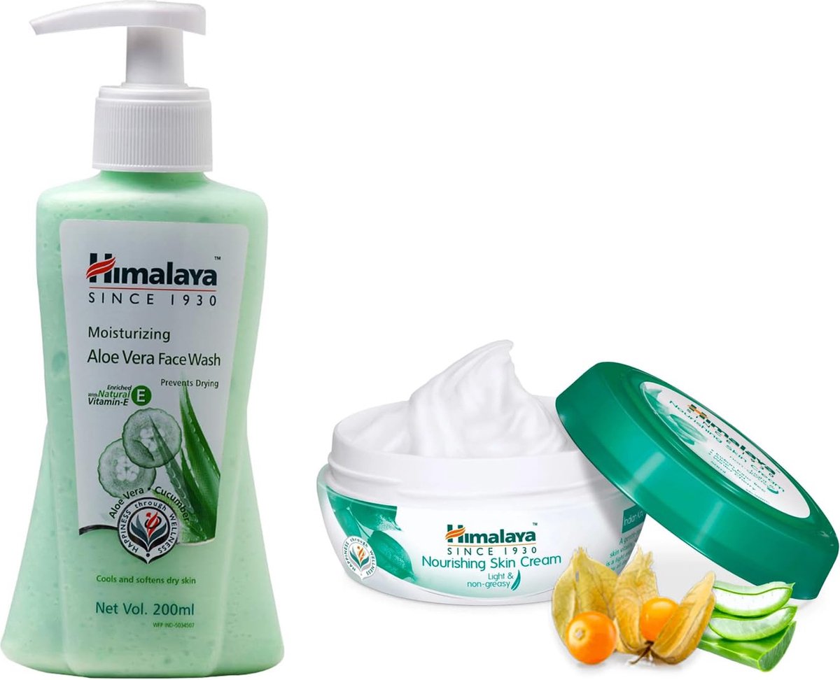 Goedkoopste Himalaya Moisturizing Aloe Vera Face Wash, 200ml And Himalaya Nourishing Skin Cream, 50ml