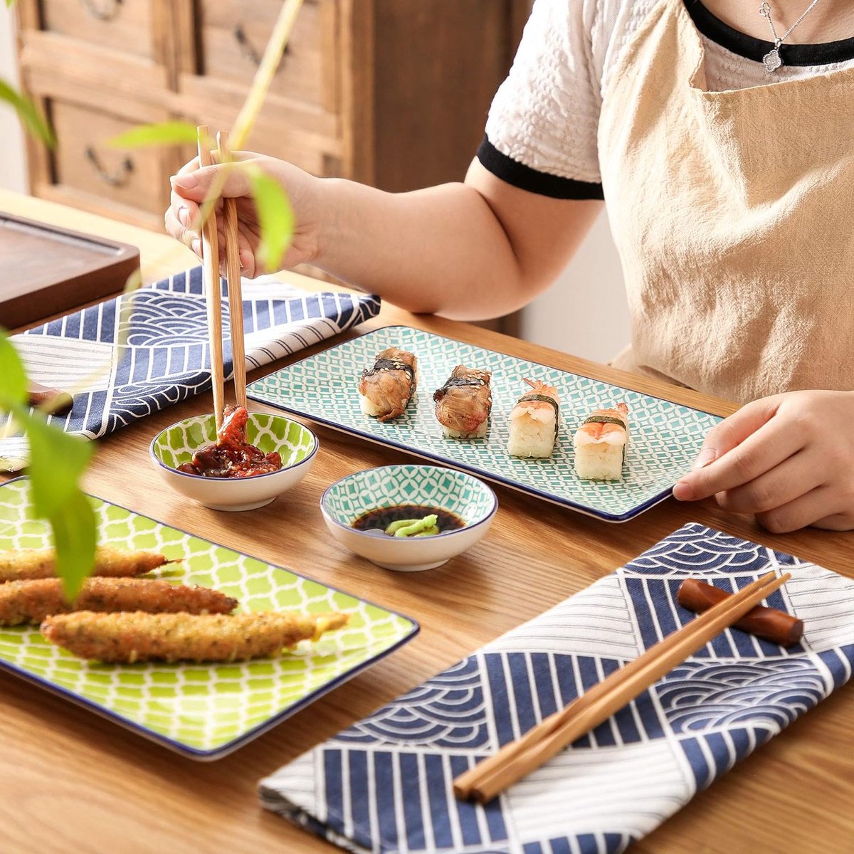 Sushi Gerechten Set - Eetstokjes Dienblad - Aziatische Gerechten Set
