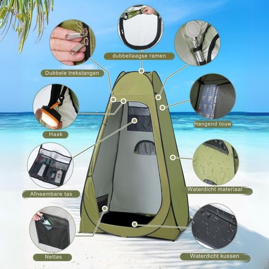 Pop-up Toilettent voor Camping - UV 50+ Douchetent en Omkleedtent met Draagtas van POP — afbeelding 4