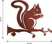 Capra Design | Eekhoorn op tak | Roestkleurig | Cortenstaal | Wanddecoratie | Tuindecoratie | Squirrel | Ecureuil | Decoratief| Industrieel | Wall Art