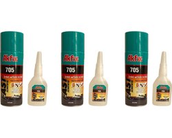 Akfix 705 300gr extra sterke professionele alleslijm met 1200 ml spray activator voor universele reparaties met hoge hechtsterkte, Superlijm met sprayactivator, Superglue, Snellijm