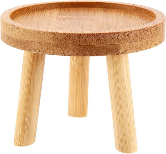 Spetebo houten bloemenbank, naturel, rechthoekig, 40x25 cm, echt hout, decoratieve plantenstandaard, massief houten kruk, standaard voor tuin, balkon, woondecoratie