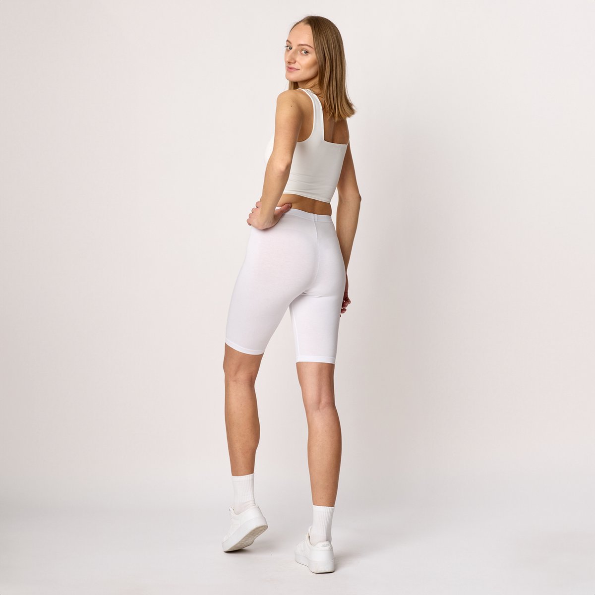 Merry Style MS-MS10-145-LE Dames Leggings - Sport - Vrijetijdsbroek - Kort - Viscose - Sporbroek - Yogabroek - Wit - XS
