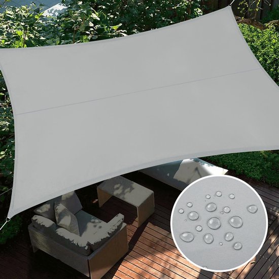 Tuin Zeil Rechthoekig PHYLES Zonnezeil Rechthoekig 3x4 Meter - UV- bescherming, Waterdicht, Crèmewit, Voor Terras, Balkon, Tuin UV-bescherming Zonnescherm