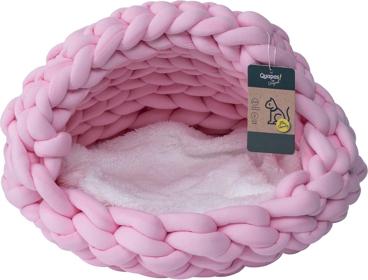 Quapas! Gevlochten Iglo Kattenmand Roze
