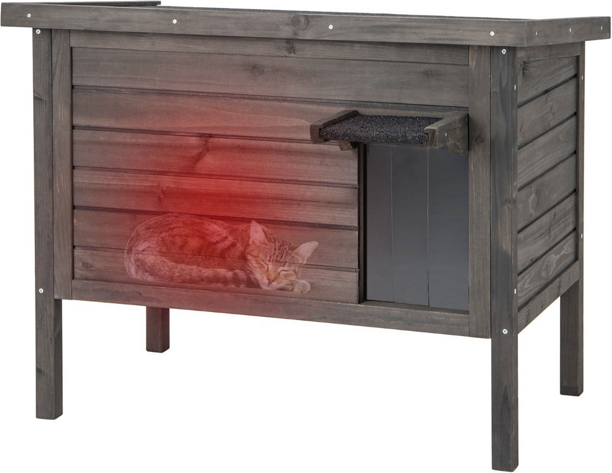 Miawi Abri Pour Chat D'Extérieur - Maison Isolée Hiver Et Pluie - Cabane Pour Chats Errants - Gris Taille L