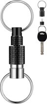 Afneembare Sleutelhanger - Deelbare sleutelhouder - Quick Release Auto Sleutelhouder - Snel en Eenvoudig Keychain met Karabijnhaak, Musketonhaak en Sleutelringen - Autosleutel voor Vrouwen, Mannen, Dames - Karabijnsluiting Sleutel hanger - Zwart