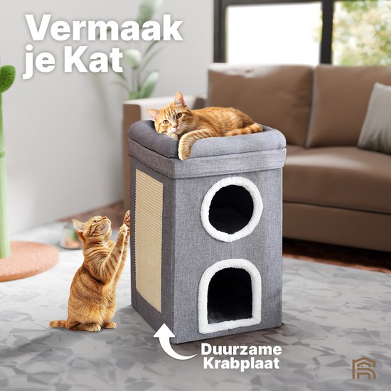 Katten toren/ton, drie verdiepingen met krabpaal - Krabmeubelen