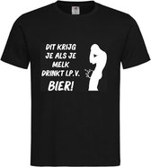 T-shirt unisexe Adultes texte drôle "C'est ce que vous obtenez lorsque vous buvez du lait à la place BIÈRE!" Sur le devant | manche courte | Noir / blanc | taille XL