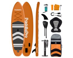 foto van BIJDRAGE VOOR----------------: LifeGoods PaddlePro SUP Board - met Zitje - Opblaasbaar Paddle Board - Complete Set - Max. 150KG - 320x81cm - Oranje