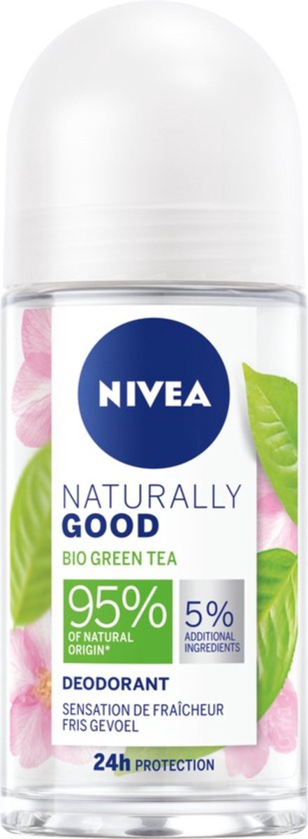 Goedkoopste NIVEA Naturally Good Bio Deodorant Roller - Green Tea - 2 x 50 ml - Voordeelverpakking