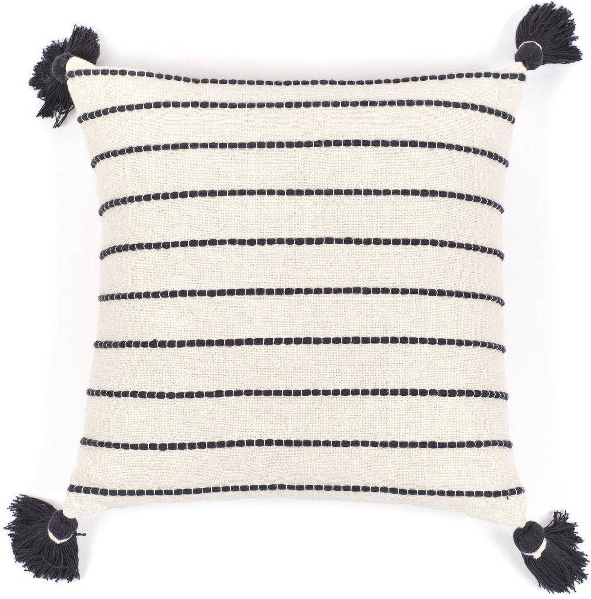 Kussen met pompons Dotted line, katoen, 45 x 45 cm