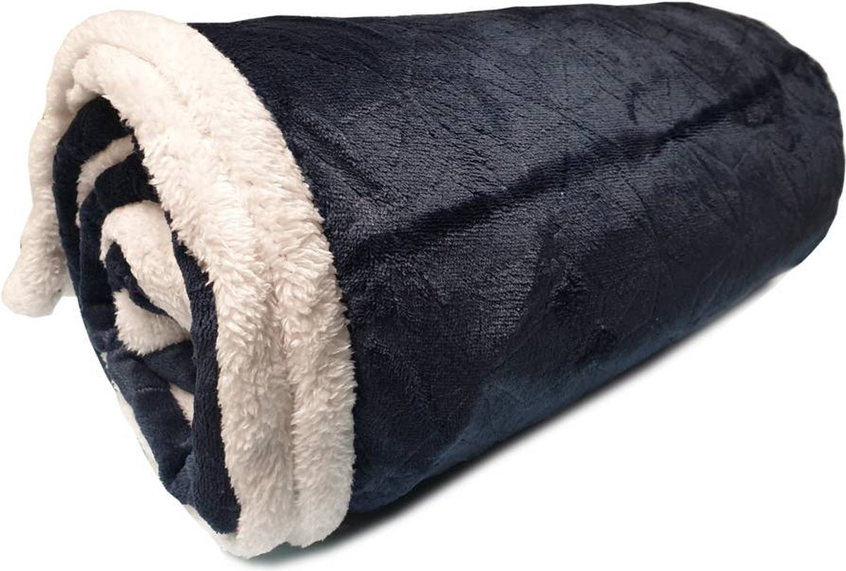 Better Nights - Plaid - Zeni Bleu - 130x160 - Sherpa - Blauw - wit - Fluffy - 100% Polyester - Fake flannel