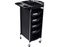 Kappers Trolley - Zwart - 4 Lades - Werkwagen Op Wieltjes - Werkwagen voor Kappers en Schoonheidsspecialisten
