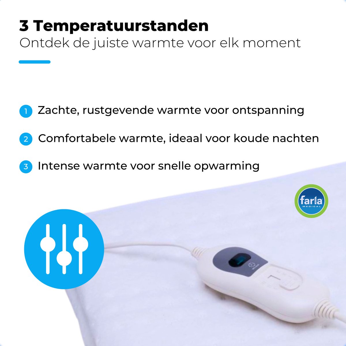 Elektrische Onderdeken Wasbaar - 150cm x 80cm - 3 Temperatuurstanden - Eenpersoons - ademend - snelle opwarming - anti bacterieel - Automatisch uitschakelen na 3 uur - wasbare elektrische onderdeken – foto 8