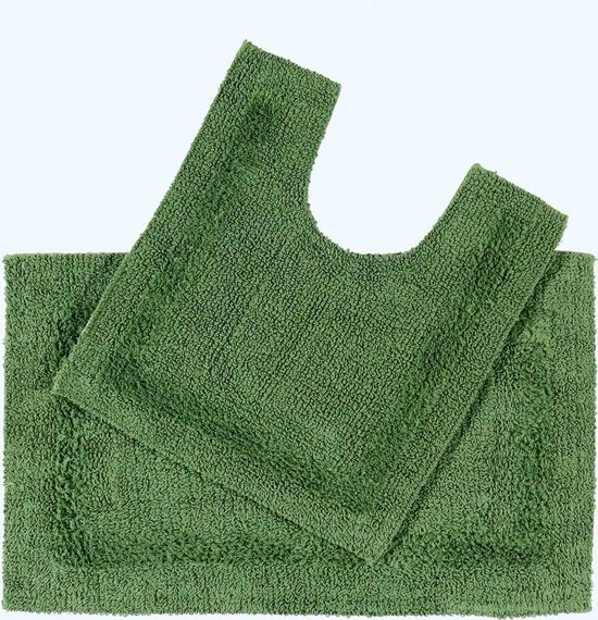 Homescapes Tapis de bain et contour WC en coton – Vert bouteille