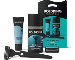 Boldking Start Scheerset Regular - 6-delige Set - Scheerset voor Mannen en Vrouwen - Inclusief 2 Scheermesjes, Houder, Zuignap, Scheergel & GRATIS Aftershave Crème in luxe verpakking