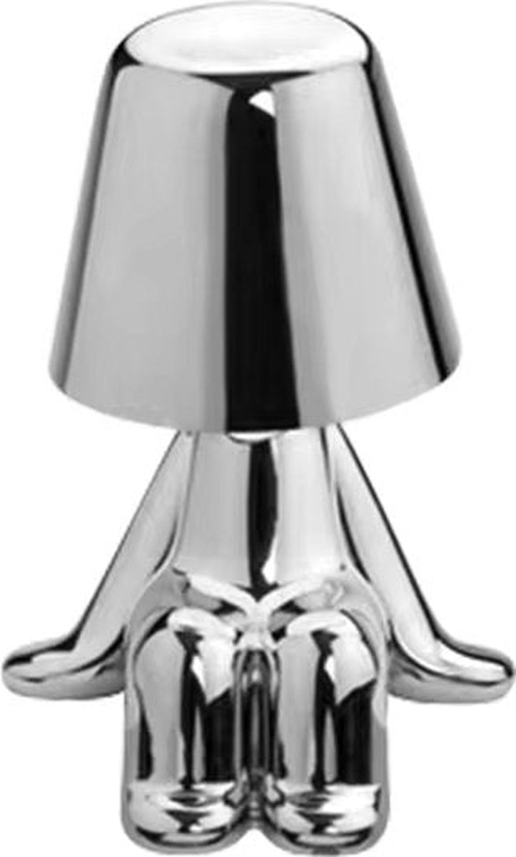 Luxus Europe - Bins Brother Tafellamp - Zilver - Decoratieve Tafellamp - Tafellamp slaapkamer - Draadloos - Dimbaar
