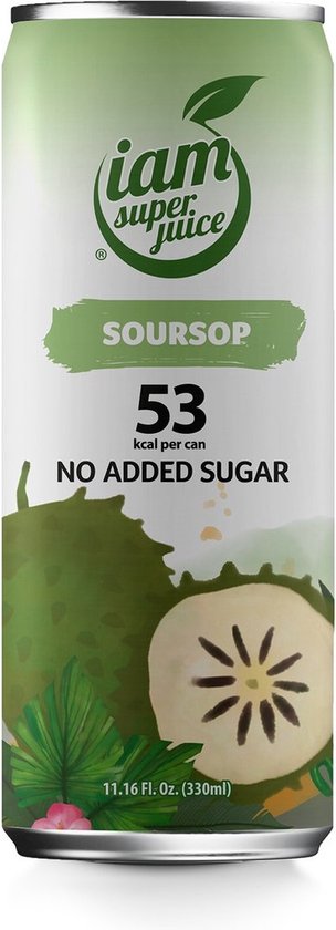 Foto: I am superjuice soursop 12x0 33l chte soursop sap gemixt met water zonder toegevoegde suikers zonder conserveringsmiddelen zonder concentraat exotisch fruitsapje fruit juice zuurzak sap