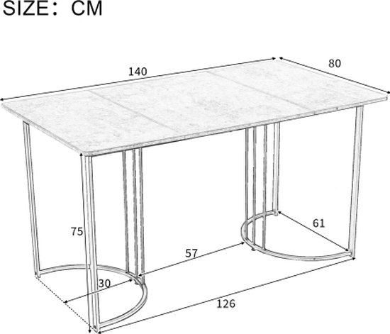 Ensemble de salle à manger (5 pièces) - ensemble table à manger avec 4 chaises - ensemble de table de cuisine moderne - table de cuisine 140×80cm avec pieds en métal noir - plateau de table en MDF blanc - chaises de salle à manger en velours noir