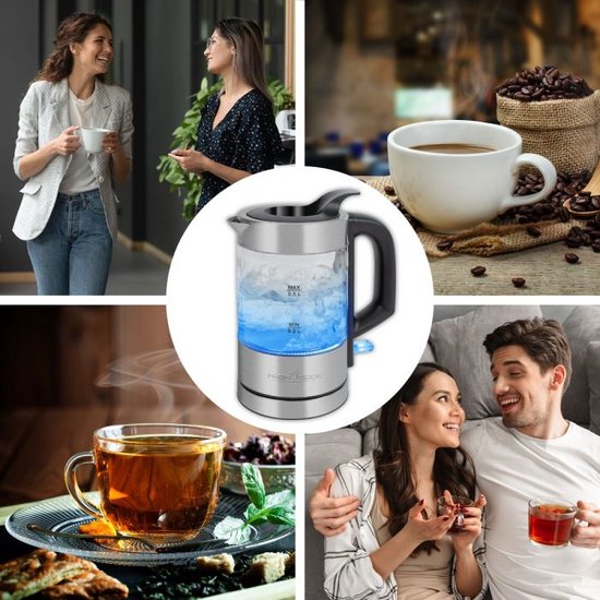 ProfiCook waterkoker | glas roestvrij staal | LED-verlichting | hittebestendige glazen waterkoker met bediening voor één hand | waterpeilindicator | 1 liter waterkoker | 1100 watt | PC-WKS 1229 ProfiCook waterkoker | glas roestvrij staal | LED-verlichting | hittebestendige glazen waterkoker met bediening voor één hand | waterpeilindicator | 1 liter waterkoker | 1100 watt | PC-WKS 1229