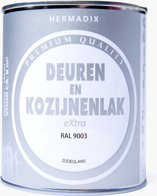 Foto: Hermadix deuren kozijnen lak zijdeglans ral 9003 750 ml 