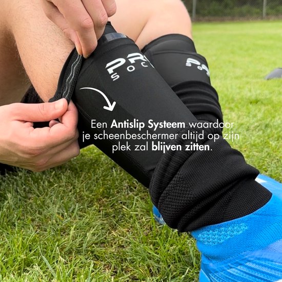 Scheenbeschermerhouders voor voetbal, 2 paar, met verstelbare sluiting om over sokken te dragen, tieners, kinderen, volwassenen en heren, zwart