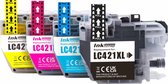 Inktcartridges Geschikt voor Brother LC-421XL | Multipack van 4 stuks Geschikt voor Brother DCP-J1050DW - MFC-J1010DW - DCP-J1140DW