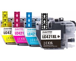 Inktkenners Inktcartridges Geschikt voor Brother LC-421XL / LC421XL - Multipack van 4 stuks Geschikt voor Brother DCP-J1050DW - MFC-J1010DW - DCP-J1140DW - LC 421