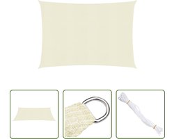 The Living Store Zonnezeil 160 g/m² 3x4 m HDPE crèmekleurig - Schaduwdoek - Zonnezeil - Zonwering - Buitendecoratie - Tuindeco
