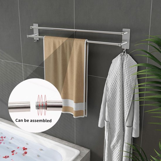 Handdoekenrek Rvs Handdoek Bar Dubbele Handdoekenrek Badkamer Handdoekenrek Houder Wandmontage Handdoek Bar Opslag Hanger handdoekstang (Size : 80Cm