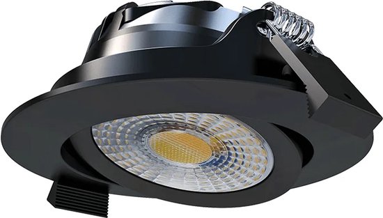 LED Inbouwspot Milan | 6 watt | Dimbaar | White switch | doorlus driver | IP65 | Extra Warm Wit | Geschikt voor Woonkamer, Badkamer en Keuken | Plafondspot Zwart | Ø75 mm