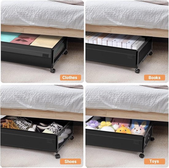 Set van 3 opbergdozen voor onder het bed met deksel
