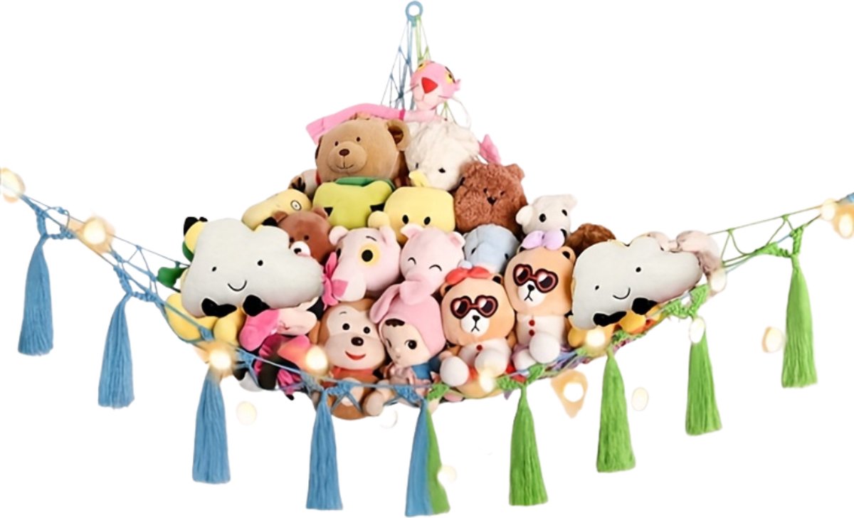 Bovista Knuffel Net Hangmat Speelgoed Opbergsysteem Hangmat Voor Knuffels Organizer Vlaggetjes Mix