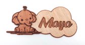Plaque signalétique en bois chambre d'enfant - Accessoire en bois chambre d'enfant - Plaque signalétique personnalisée - Décoration en bois chambre d'enfant - Éléphant