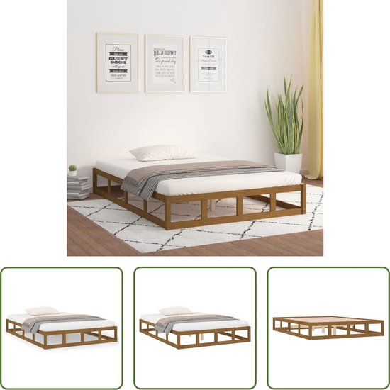 vidaXL Opbergbedframe met lade Rook Eiken 120 cm Bew