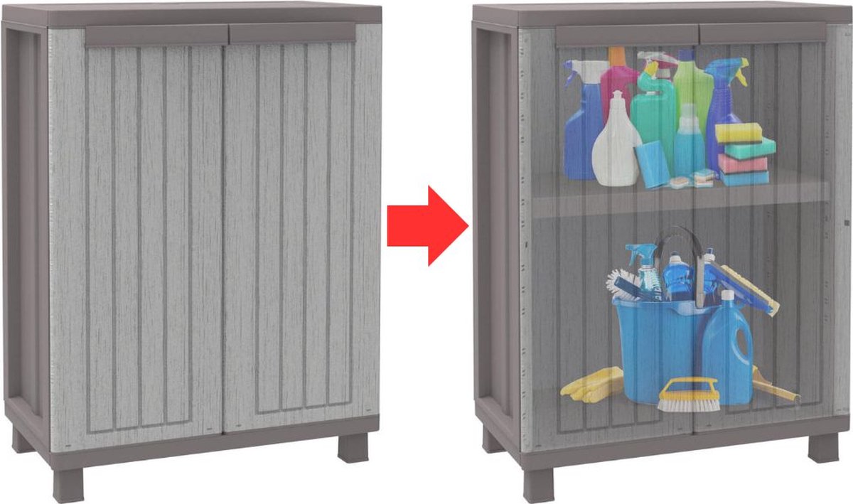 MKSS® Tuinkast - Tuinkist - Tuinkasten voor Buiten - Tuinberging - Kunststof - 80x50x100cm - Grijs