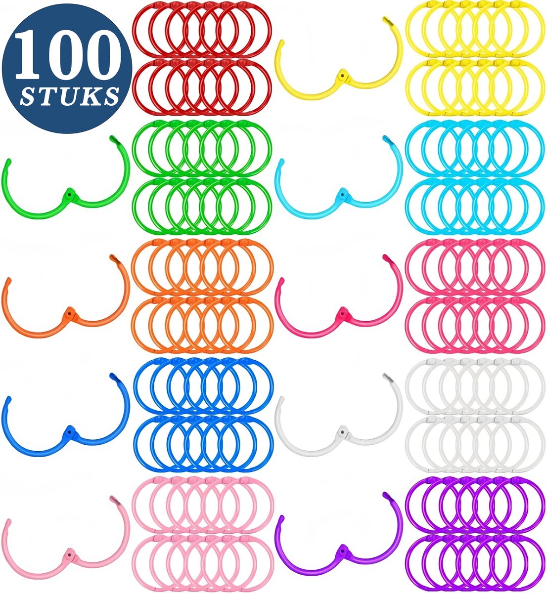 100 Stuks Metalen 30mm Klikringen - Boekringen - DIY Cipiersring Sleutelringen - Flashcard Ringen - Sleutelhangers Maken Set - Sleutel Splitringen voor Hobby & Sleutellabels - Keychain Keyrings - Sleutel Houder Knutselen - Boekbinden - Gordijnringen