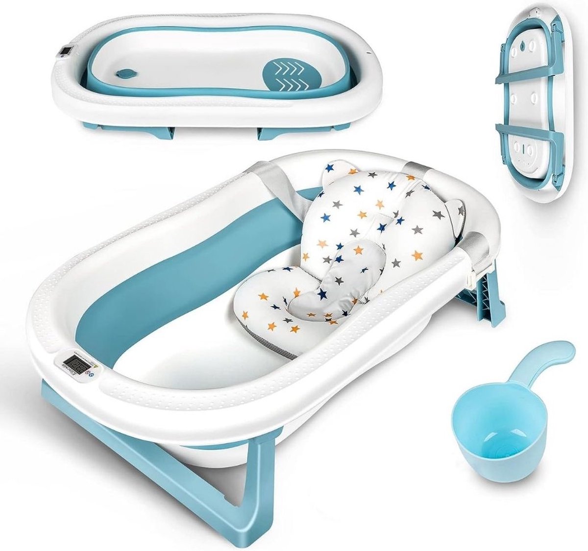 Goedkoopste Baby Badje Met Standaard - Babybadje - Inklapbaar Bad - Bad Baby Met Kussen - Zitbad - Opvouwbaar Bad Kinderen - Baby badje - Bath Bucket - Opvouwbaar bad baby - Babybadset 81 x 49.5 x 22.5 cm