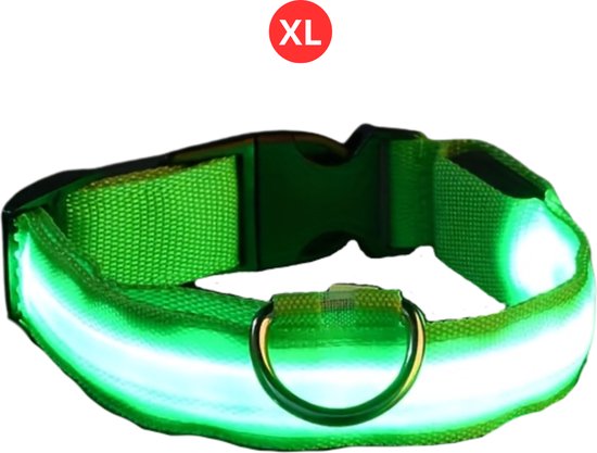 Bovista Collier Lumineux - Collier Lumineux - Lumineux - Chien - Chat - Lumineux - Collier pour Chien LED - Tour de Cou - Vert XL
