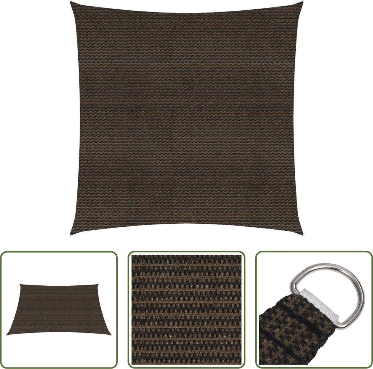 The Living Store Brown HDPE Sun Sail 160 g/m² 3x3 m - Outdoor Shade Solution with Durable Material and Stylish Design.