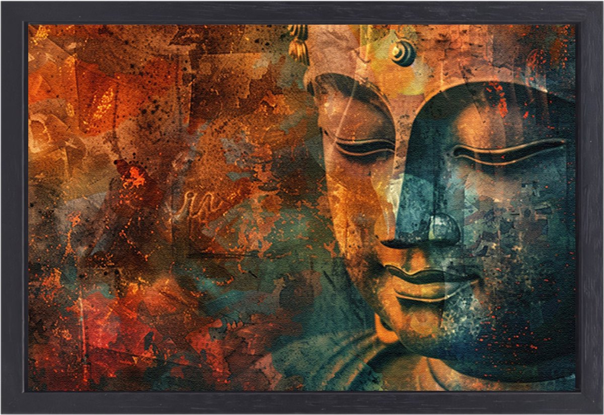 Boeddha wanddecoratie - Beeld portret - Canvas schilderij Kleuren - Moderne schilderijen -