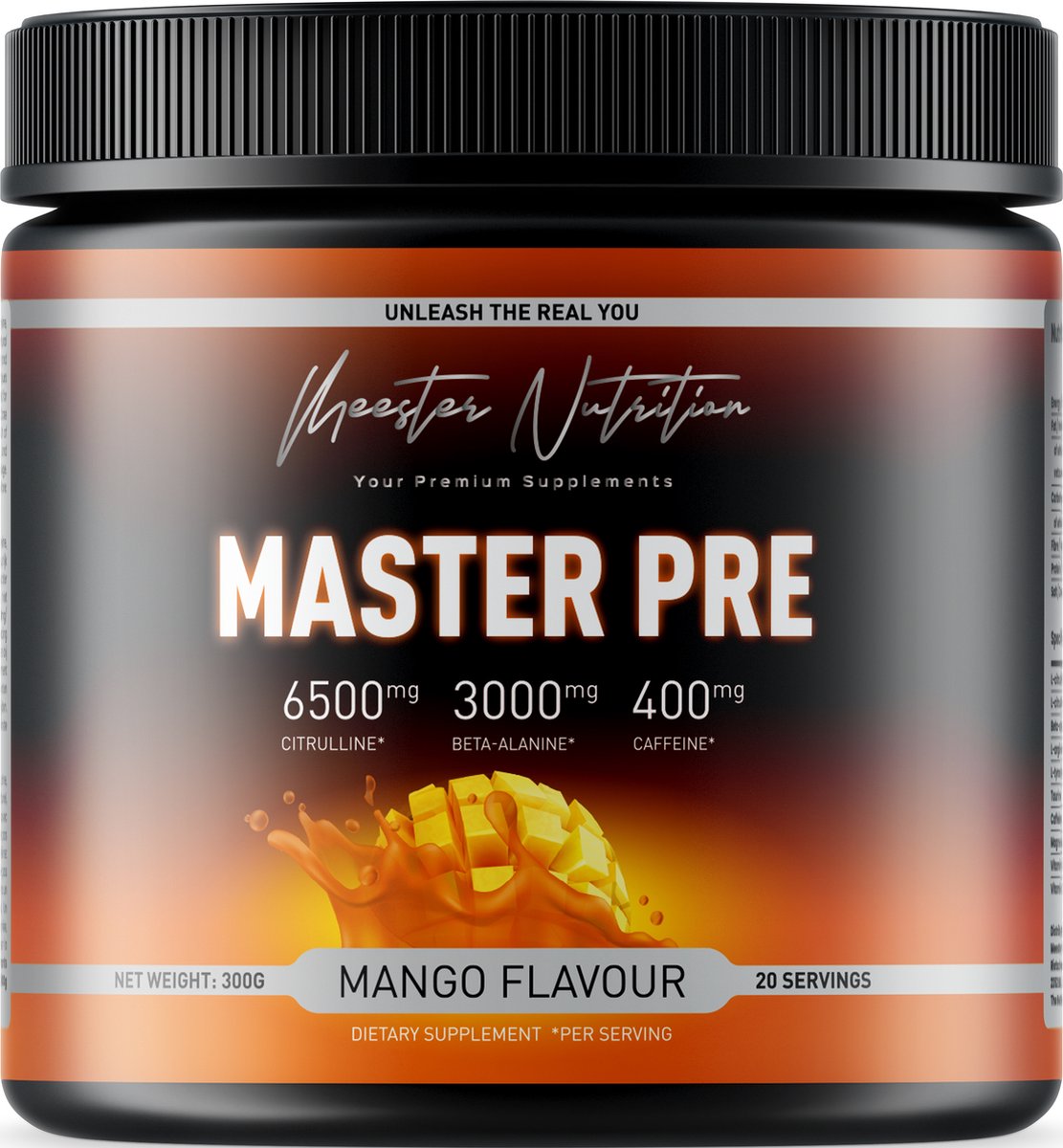Goedkoopste Meester Nutrition - Pre-Workout Master Pre Mango - Energy Drink - De Sterkste Én Lekkerste Van Nederland