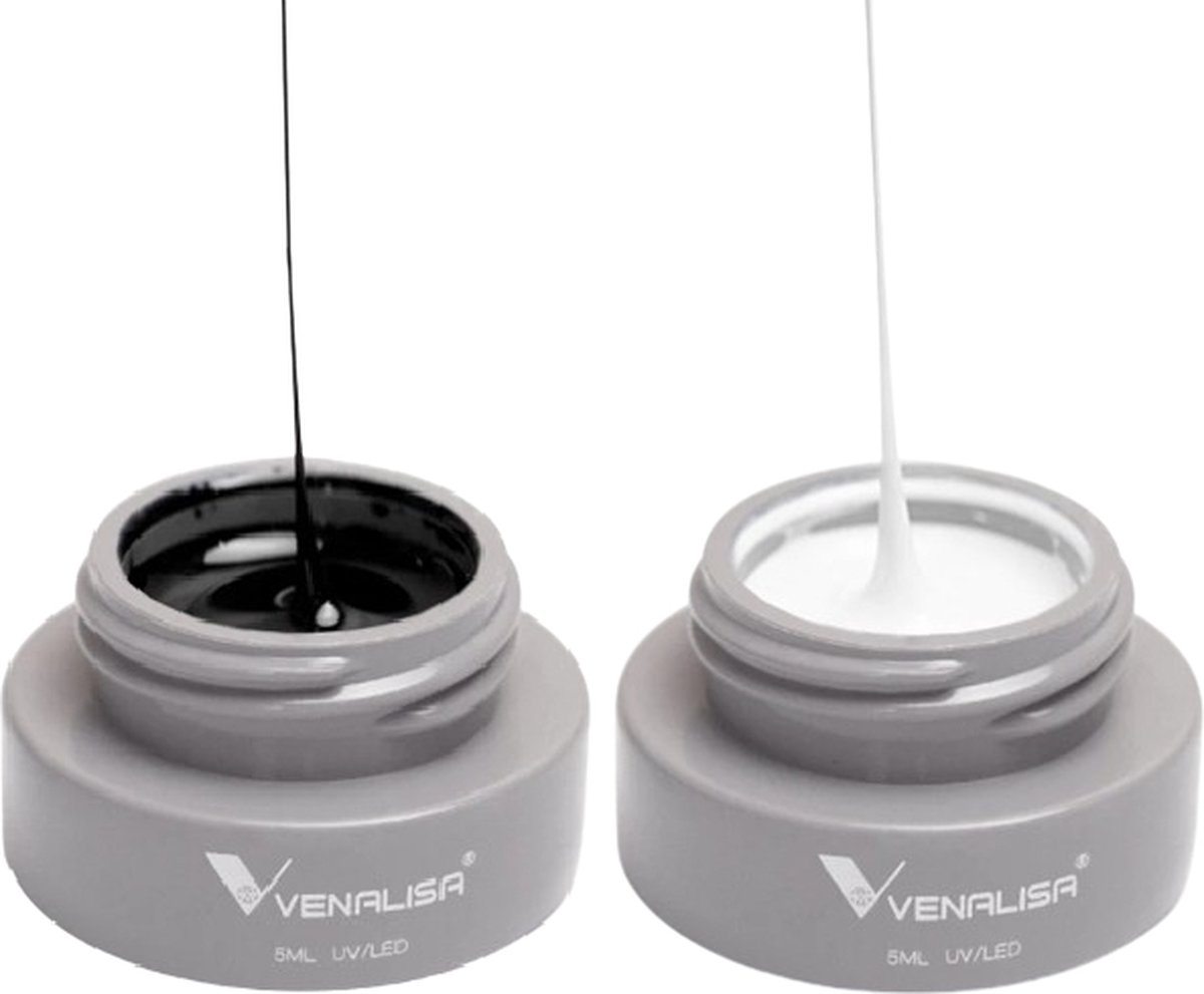 Goedkoopste Venalisa Spider UV Gel Zwart en Wit - 10 gram (2x 5 gram) - Gel Liner Nail Art - Spidergel - Liner Gel - Venalisa Gellak - Gellak Nagellak