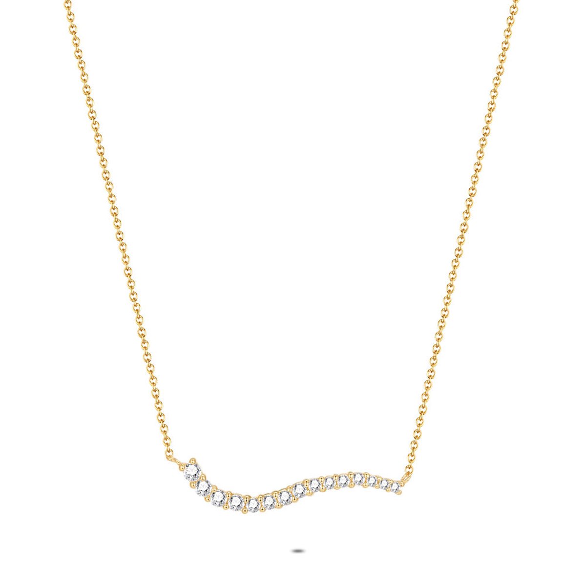 Twice As Nice Halsketting in 18kt verguld zilver, golvende steentjes 40cm+5cm