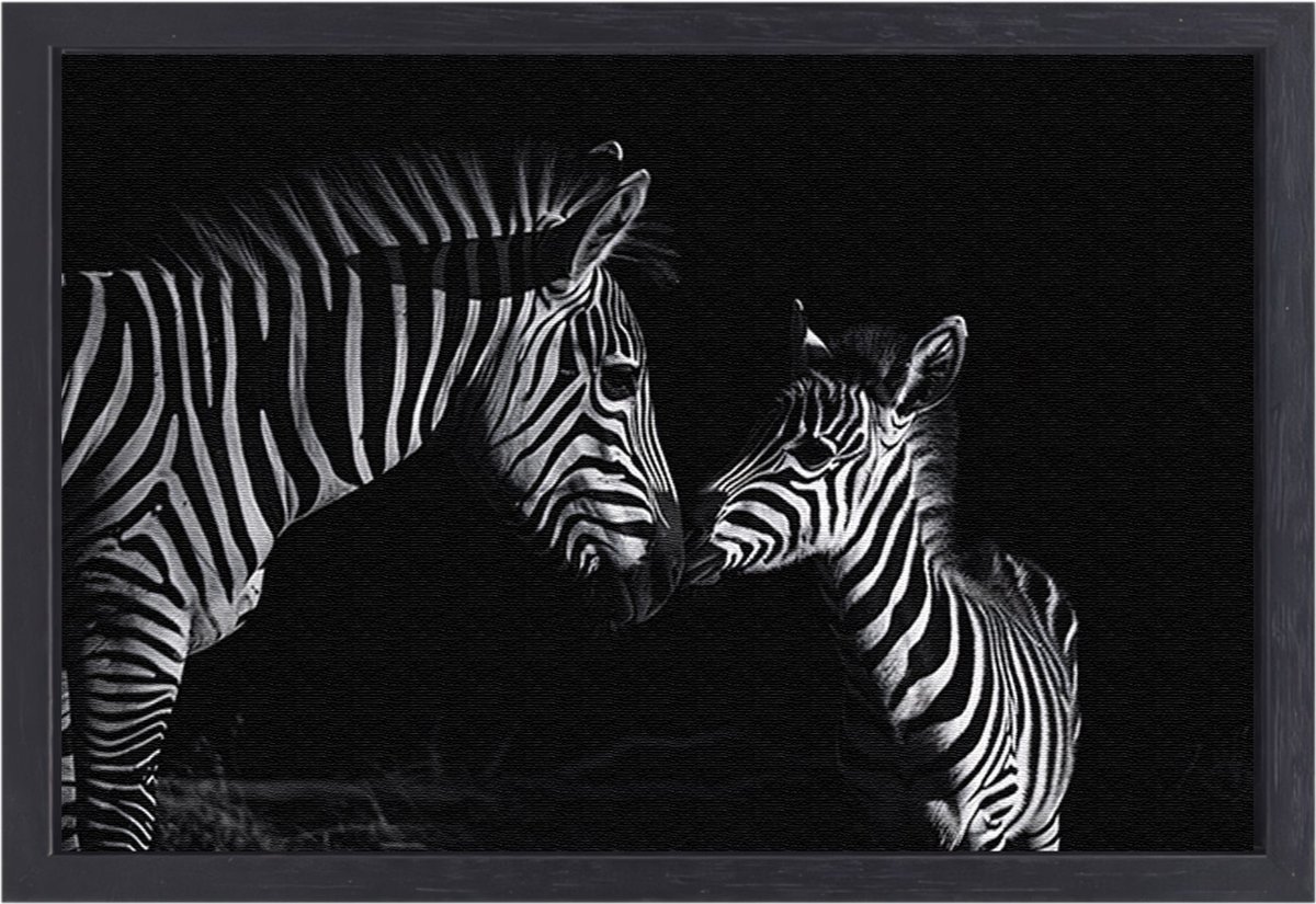 Zebra schilderijen - Dieren wanddecoratie - Canvas schilderijen Baby zebra - Moderne schilderijen - Schilderij op canvas met baklijst - Wanddecoratie canvas met baklijst 150x100 cm