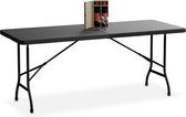 tuintafel inklapbaar - 180 x 74 cm - kunststof - staal - 8 personen - campingtafel - zwart