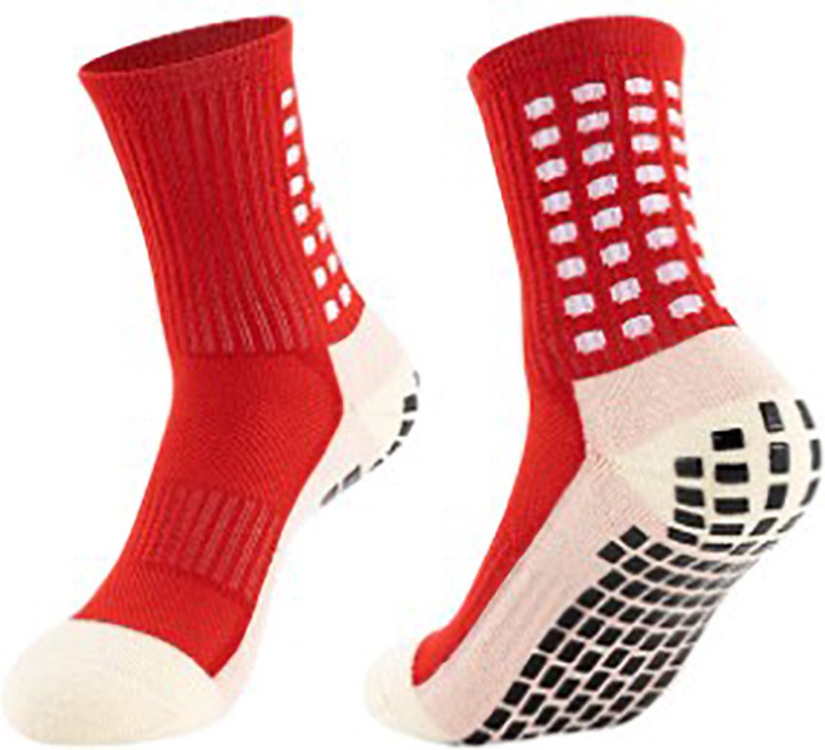 Actie4you® - Gripsokken - Sportsokken - Grip - One Size - Anti Blaren - Voetbalsokken - fitness - Sokken - 1 Paar - Maat 38 tot 44 - Rood